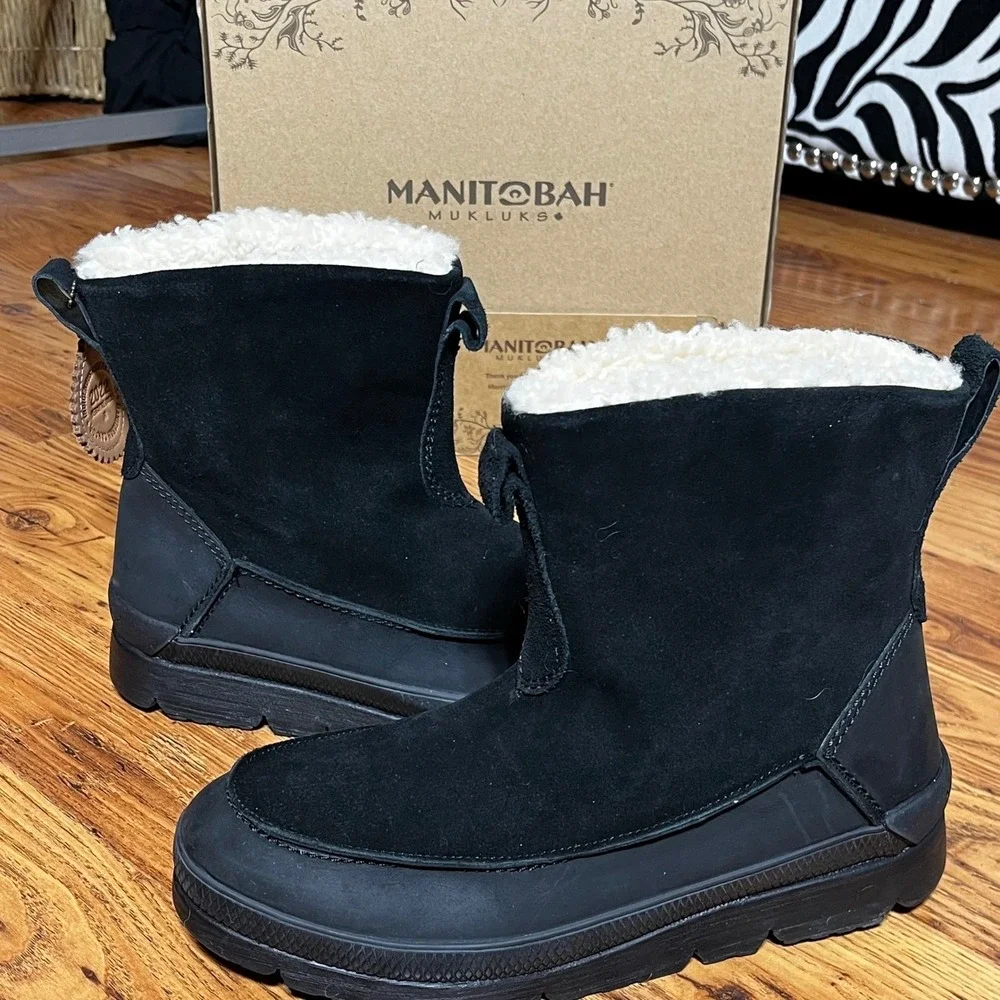 Manitobah‎ Mukluks Black Suede Waterproof Winter Boots Men's